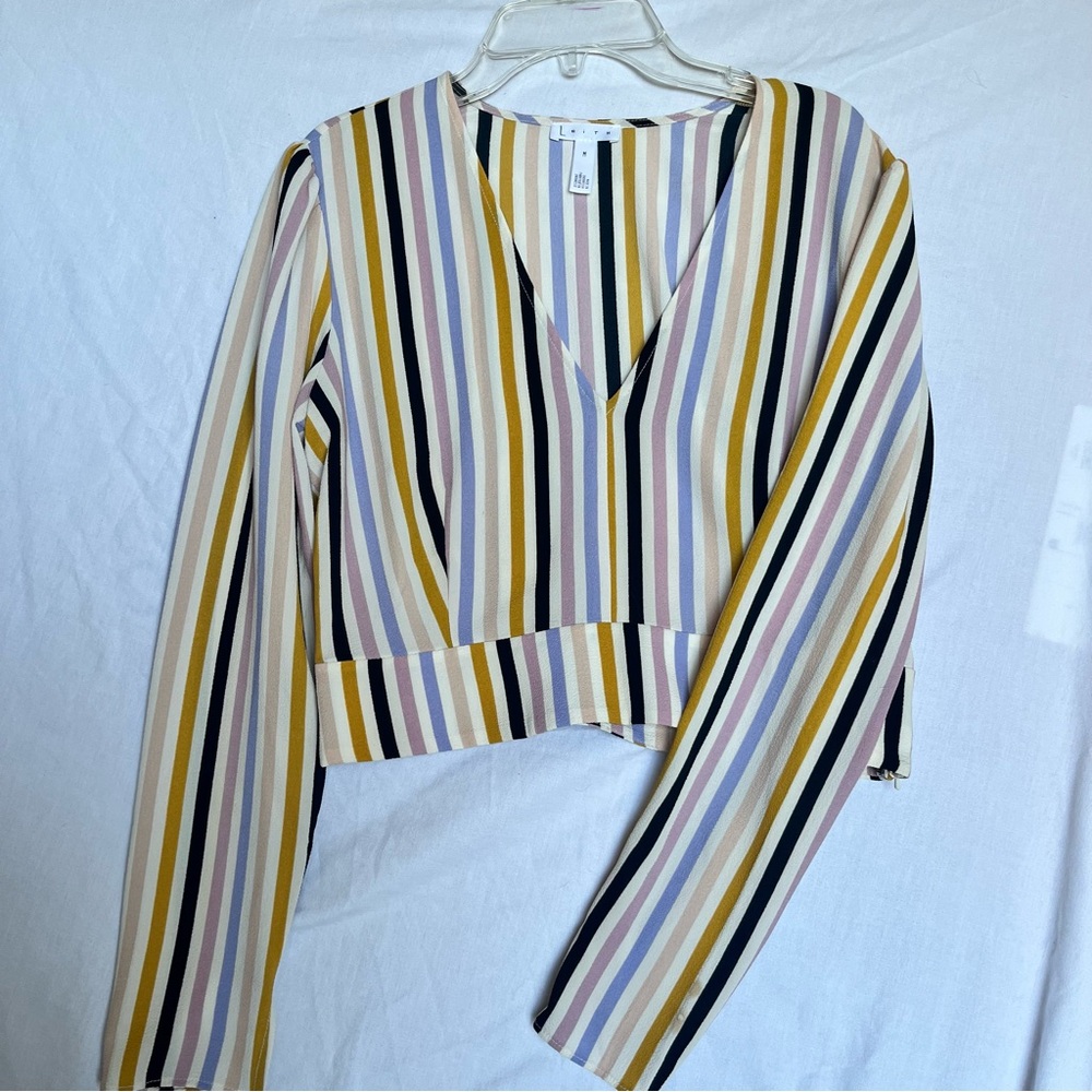 Leith Multicolor Striped V-Neck Blouse